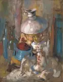 Alexander Rose-Innes, Still Life with Lamp, oil on canvas