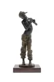 Sidney Beck, Penny Whistler, painted bronze on a wooden base