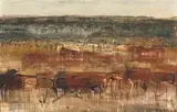 Gordon Vorster, Antelope in a Field, oil on board