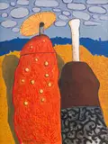 Colbert Mashile, Couple, oil on canvas