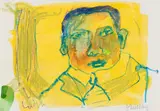 Jan Neethling, Yellow Figure, watercolour on paper