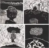 Colbert Mashile, Modupi; Mosavesanane; Matla-ka-Dibe; Lerata, four, linocut on paper