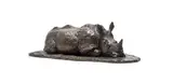 Dylan Lewis, Sleeping White Rhinoceros Maquette (S3), 1990, bronze with a brown patina