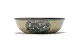 Lindunusa Mabaso, Stoneware Bowl, blue, brown and mottled sage glazed stoneware