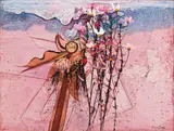 George Boys, Abstract Flowers II, oil on board