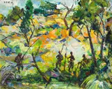 Zakkie Eloff, Fishing, oil on board