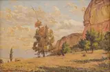 Erich Mayer, Landscape with Trees, oil on artist’s board
