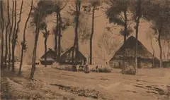 Frans Oerder, Homestead Scene, etching on paper