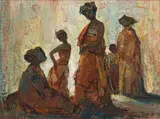 Four Figures by Titta Fasciotti, oil on board, sold Apr 2024