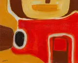 Trevor Coleman, Abstract in Red, oil on paper