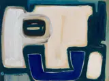 Trevor Coleman, Abstract with Blue and Cream, oil on paper