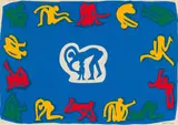 Walter Battiss, Figures, colour screenprint on paper