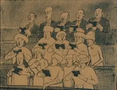 Choir by Alexander Podlashuc, lithograph on paper, sold Apr 2024