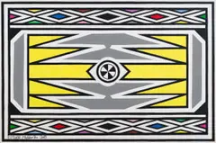 Esther Mahlangu, Ndebele Patterns with Yellow, acrylic on canvas