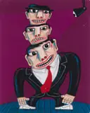 Norman Catherine, Stacked Heads, giclée print on paper
