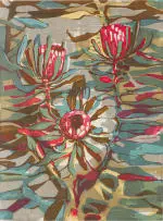 Proteas by Ulrich Schwanecke, colour woodcut on paper, sold Apr 2024