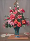 Willem Hermanus Coetzer, Vase of Flowers with Book and Letters