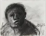 Sam Nhlengethwa, Untitled (Figure), charcoal on sketchbook paper