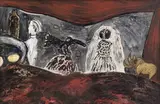 Nina Romm, Still Life with Figurines, mixed media on board
