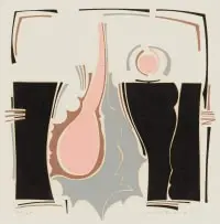 Untitled (Abstract in Peach and Grey) by Ernst de Jong, colour screenprint on paper, sold Apr 2024