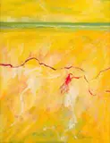 Fred Schimmel, Abstract in Yellow, oil on board