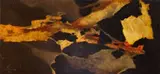 Abstract in Black and Yellow by Otto Klar, oil on board, sold Apr 2024