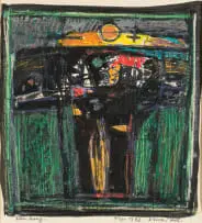Nico Roos, Den Haag, pastel and ink on paper