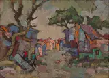 Township Street by Gregoire Boonzaier, oil on board, sold Apr 2024