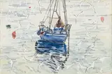 Richard Cheales, Boat and Seagulls, watercolour on paper