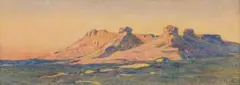 Constance Penstone, Landscape with Mountains, watercolour on card