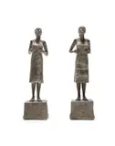 Marieke Prinsloo-Rowe, Standing Women, two, polished concrete and beaded fabric