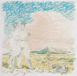 William Kentridge, The Lovers, colour screenprint on paper