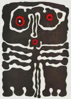 Wopko Jensma, Six-Armed Man, colour woodcut on paper
