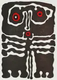 Wopko Jensma, Six-Armed Man, colour woodcut on paper
