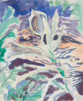 Leonora Everard-Haden, Peace Lily Study, watercolour and pencil on paper