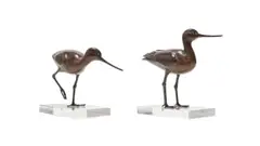 Robin Lewis, Pair of Godwits, two, copper with a brown and verdigris patina, on a perspex base