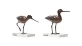 Robin Lewis, Pair of Godwits, two, copper with a brown and verdigris patina, on a perspex base