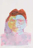 Jan Neethling, Pink and Blue Figure, watercolour on paper