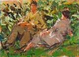 Sweethearts by Adriaan Boshoff, oil on canvas laid down on board, sold Apr 2024
