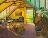 Marjorie Wallace, Sunny Morning in the Loft, oil on canvas