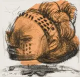 Deborah Bell, Untitled (Head), intaglio with chine collé on paper