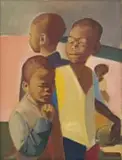 Sidney Goldblatt, Four Children, oil on canvas laid down on board