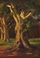 Tree Trunks by Tinus de Jongh, oil on canvas, sold Mar 2024