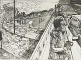 Diane Victor, Blind Rise, etching on paper