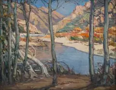 Hex River Valley by Hugo Naude, oil on fibre board laid down on panel, sold Mar 2024