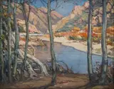 Hex River Valley by Hugo Naude, oil on fibre board laid down on panel, sold Mar 2024