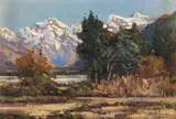 Hex River Mountains by Hugo Naude, oil on board, sold Mar 2024