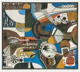 Lucky Sibiya, Village Life, colour photolithograph on paper