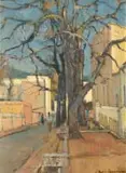 Piet van Heerden, Stellenbosch Street, oil on canvas laid down on board