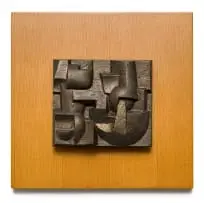 Abstract Plaque by Edoardo Villa, bronze plaque, mounted on wood, sold Mar 2024